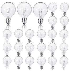 G40 Replacement Bulbs 120V 5W Clear Globe E12 Outdoor String Lights Dimmable Incadescent Bulbs for Indoor Outdoor Patio Decor,Pack of 25