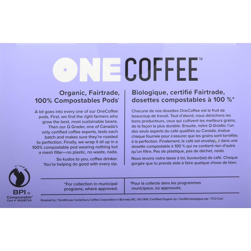 OneCoffee Organic French Roast 12 Count Single Serve Coffee 100%