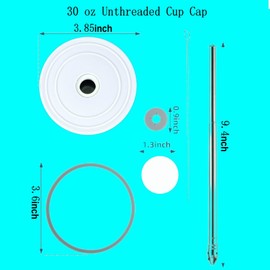 30 oz Tumbler Lid, Leak Proof Magnetic Lid, Spill Proof Straw Lid, Replacement Lid for 30 oz Straw Mug, Replacement Magnetic Lid (White), MKDR-01A