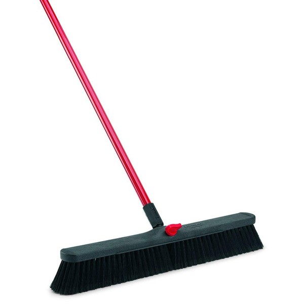 Libman Commercial 801 Smooth Surface Push Broom, 64" Length, 24" Width, Black/Red (Pack of 4)