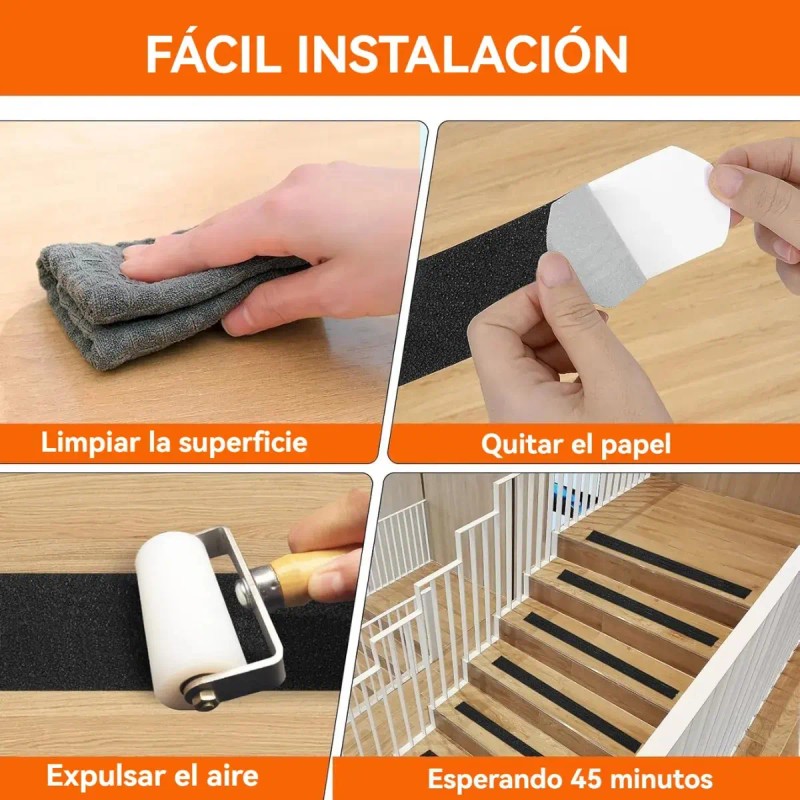 Cinta Antiderrapante Adhesiva Abrasivo Piso Seguridad 10m Blanco