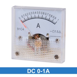 uxcell Analog Current Panel Meter DC 0-1A 0.02A Scale 91C4 Ammeter for Circuit Testing Charging Battery Ampere Tester Gauge Pack of 1