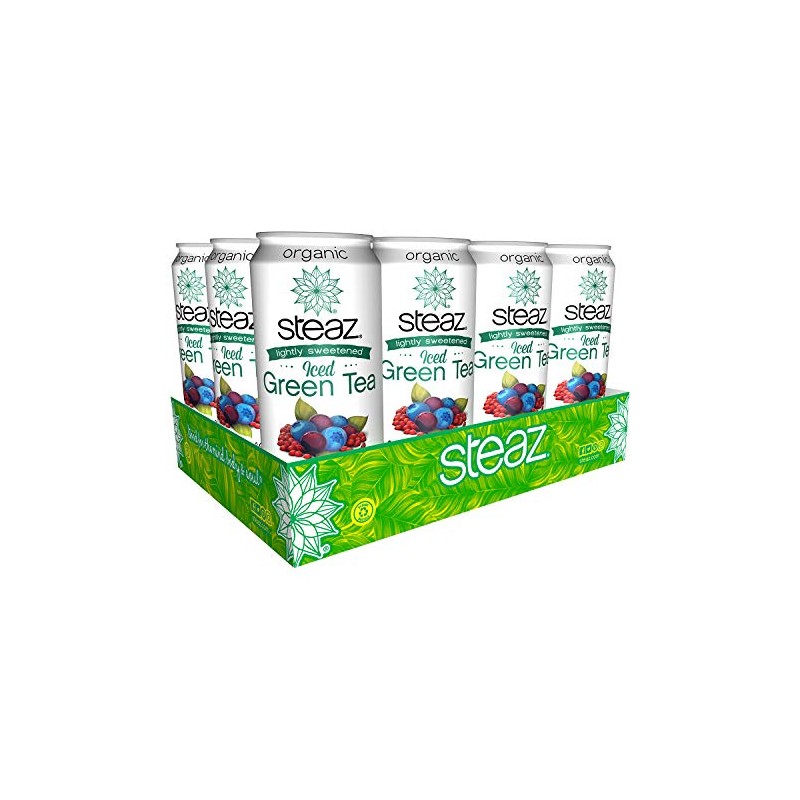 Steaz Organic Lightly Sweetened Iced Green Tea, Blueberry Pomegranate, 16