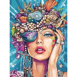 Kaliosy 5D Diamond Art Kits for Adults Pearl Woman by Number Kits, Diamond Painting Art DIY Full Drill Crystal Craft Cross Stitch Embroidery Decoration (12x16 inch) 30x40 cm
