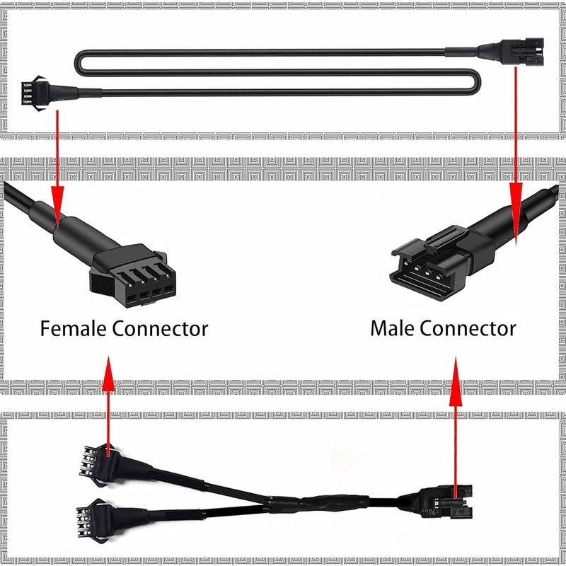 NBWDY RGB Extension Cable for Rock Lights,4PCS 2 Feet Extension