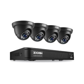 ZOSI 8CH H.265+ Home Security Camera System Outdoor, 8 Channel 1080p HD-TVI DVR & 4 x 720p Surveillance CCTV Dome Camera with Motion Detection, 80ft IR Night Vision, Remote Access (No Hard Drive)