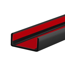 Rubber Edge Trim, 1-3/4 inch Wide U Channel Edge Trim, Big Size U Shaped Trim, Self Adhesive Edge Banding for Plywood, Woods, Doors, Shelf, Cabinet, Countertop, Length 20Ft, Black Gloss Finish