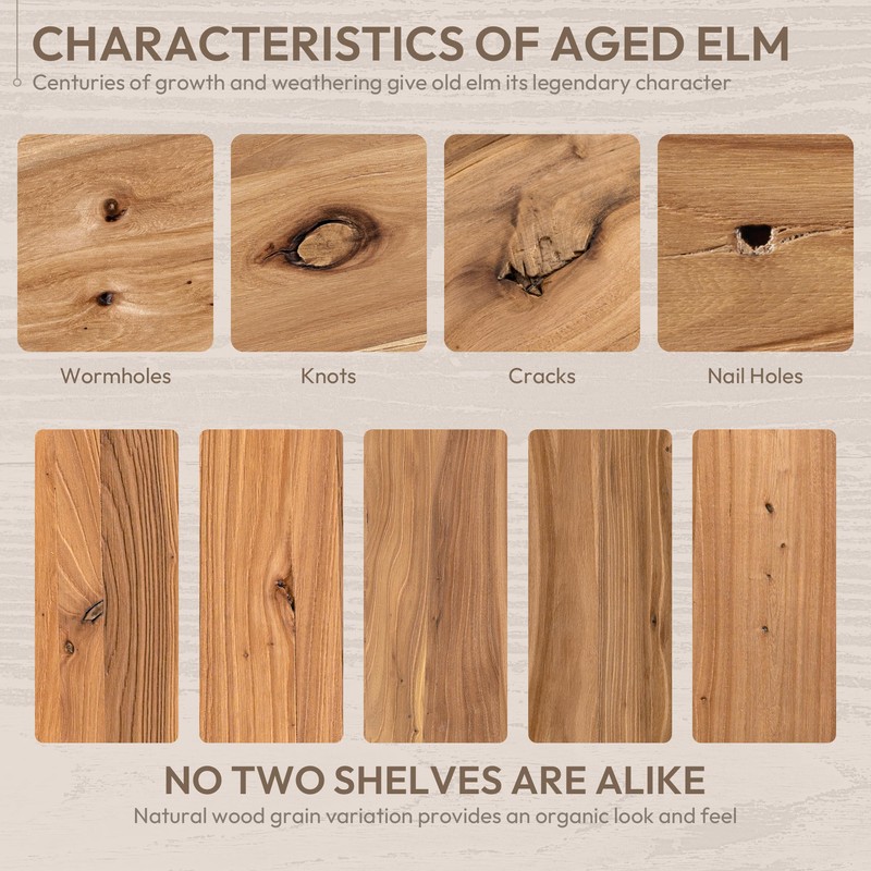 Marsmiles 36 inch Floating Shelves for Wall Elm Wood Live