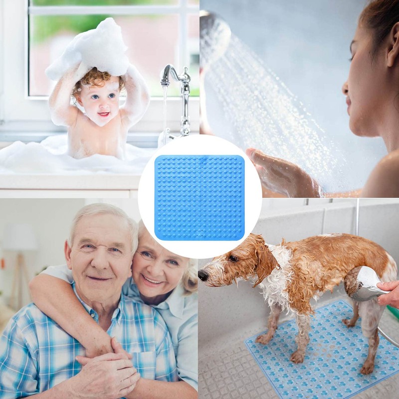 Shower Mat 48 x 48 cm Suction Cup Washable Square