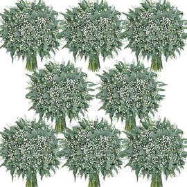 360 Pcs 7 Kinds Mixed Artificial Eucalyptus Greenery Stems Bulk