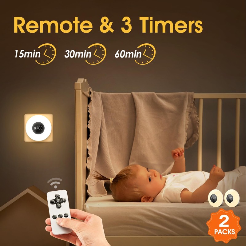 One Fire 【2 Pack】 Bathroom Clock,10 Levels Dimmable+3 Light Colors+Remote