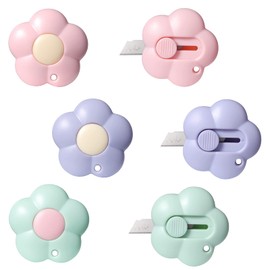 Mini Box Cutter 6 Piece, Retractable Utility Knife, Alloy Steel Blade, Lanyard Hole, Lightweight Letter Opener