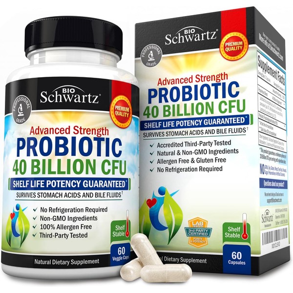 BioSchwartz Daily Probiotic Supplement with 40 Billion CFU - Gut