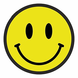 AMA SHOP Happy Face Shaped Sticker | Car, Motorcycle, Helmet & Wall Decal | PVC, Glossy, Yellow, Cartoon, Single Use