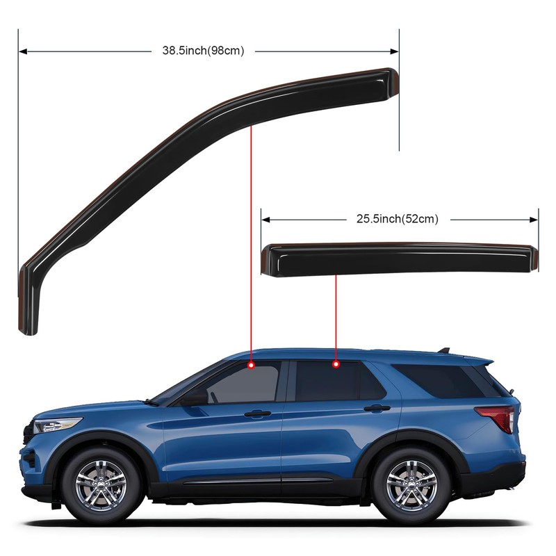 Nilight in Channel Window Deflectors for Ford Explorer 2020 2021