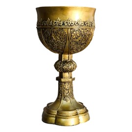Ebros Decorative Merlin's Holy Grail The Golden Cup Of Life Decorative Chalice Ceremonial Cup Arthurian Legends Medieval Accent Decor