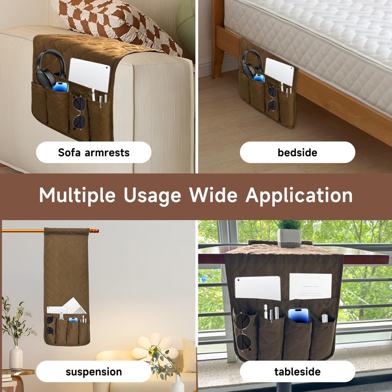 MEHIDFY Sofa Armrest Caddy, Waterproof Bedside Storage Organizer, Non Slip