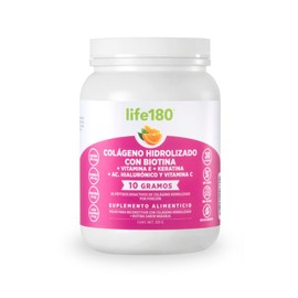 Life180 Colágeno Hidrolizado Biotina Vitamina Sabor Naranja 333g