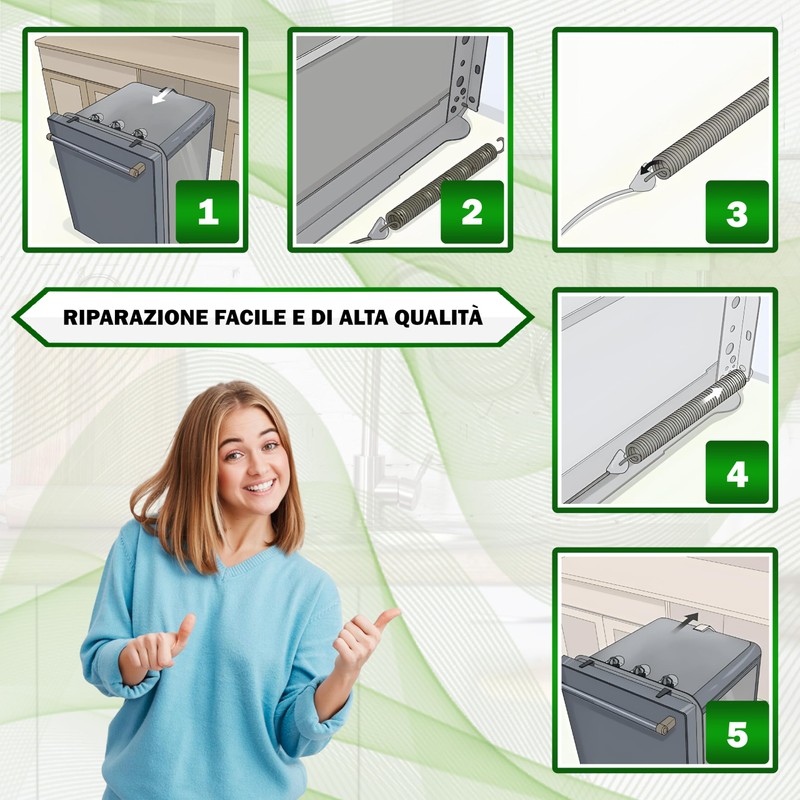 Repair kit hinges in black and spring for mounting on