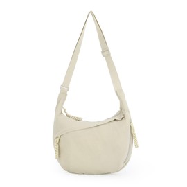 Fecialy - Bolso cruzado de nailon para mujeres y hombres, con varios bolsillos, para mujer y hombre, con diseño de luna, Beige