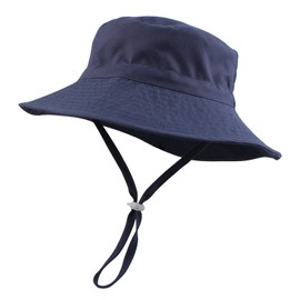 PEECABE Baby Sun Hat Summer Sun Protection Toddler Bucket Hat Wide Brim Adjustable Chin-Strap Beach Cap (Navy, M/3-8 Years)