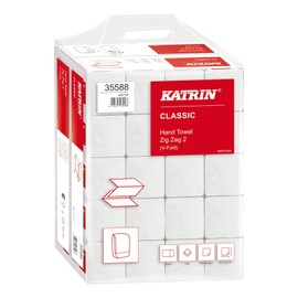 KATRIN Paper Folding Towels Paper Hand Towels 2-Ply White – Pack of 200 Sheets 230 x 244 mm