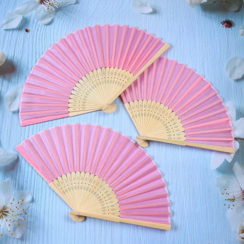 generic 20pzs Abanicos Plegables Mano Rosa Abanicos Tela For Fiesta