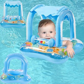 Flotador de Piscina para Niños, Flotador de Piscina para niño con toldo, Flotador para Bebé, Anillo Inflable para Piscina de Bebé, Anillos Flotantes Inflables para Piscina, BOSTOM.F Anillo de Natación