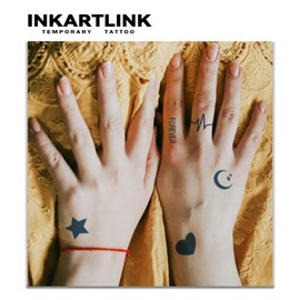 INKARTLINK Cell Colored Jagua Tattoo Stickers 2 Weeks Set of 3 Cute Waterproof Tattoo Stickers Tattoo Stickers Long Lasting Temporary Tattoos Trendy Women Men Men Stars Moon Heart Wings