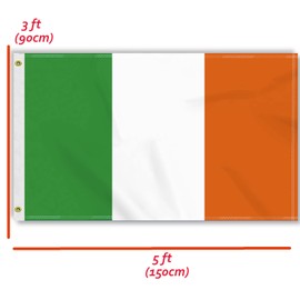 3×5 FT Ireland Flag, Large 100D Irish National Outdoor Banner,Irishman Doube Side Printing Decor For Patio Garden With Brass Gromment