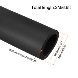 sourcing map Pipe Insulation Foam Tube Lagging Insulation Pipe 50mm(2") ID 64mm(2 1/2") OD 6.6ft Heat Preservation for Handle Grip Support
