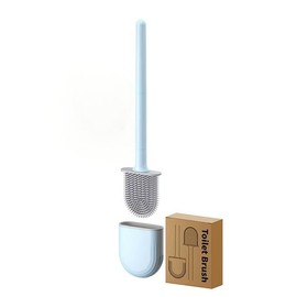 Toilet Brush,Deep Cleaner Silicone Toilet Brushes with No-Slip Long Plastic Handle and Flexible Bristles,Silicone Toilet Brush with Quick Drying Holder Set
