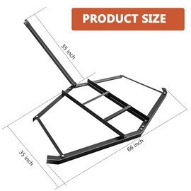 PeakPursuit 66" Heavy Duty Driveway Drag - Steel Tow Behind Grader for ATV/UTV/Tractor, Adjustable Pin Hitch & Leveling Bars, Driveway Gravel Leveler and Lawn Maintenance Tool