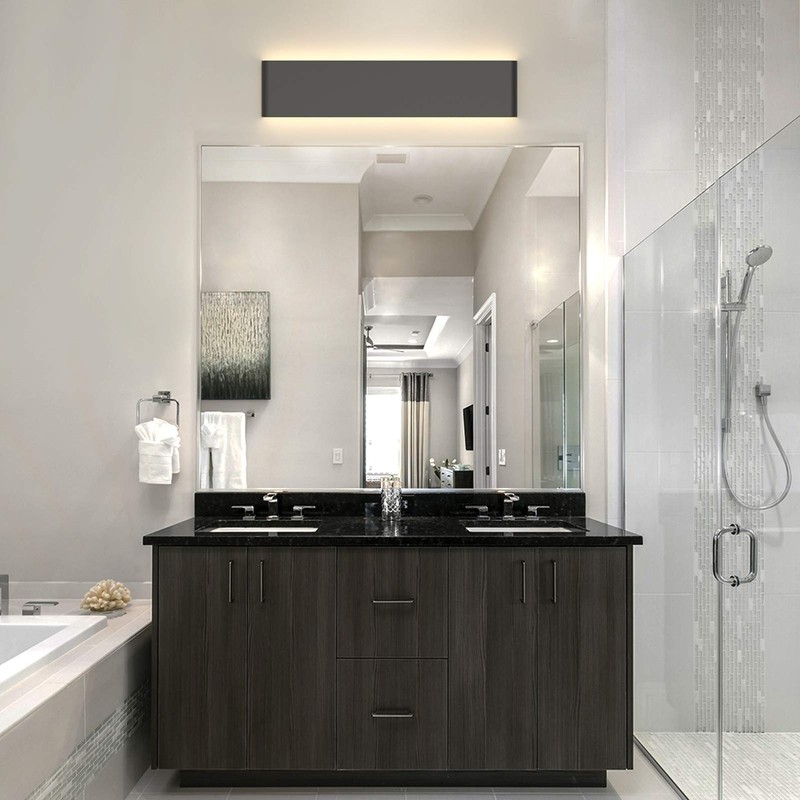 Aipsun 20W/24in Rectangular LED Black Modern Wall Sconce Horizontal Up