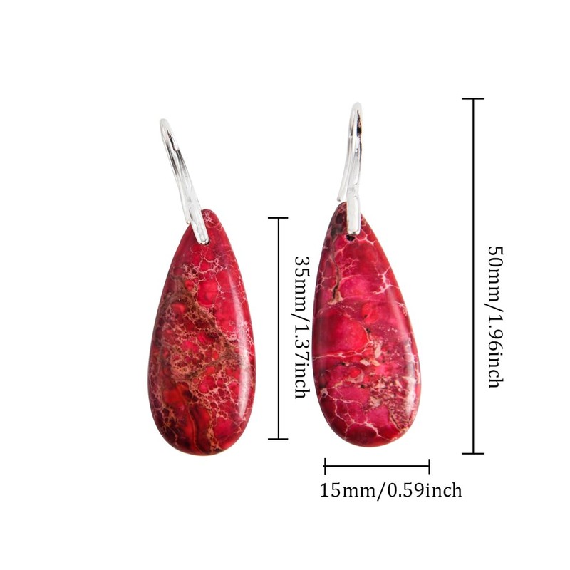 NUZUJX Imperial Jasper Stone Drop Earrings for Women Geometry Leaf