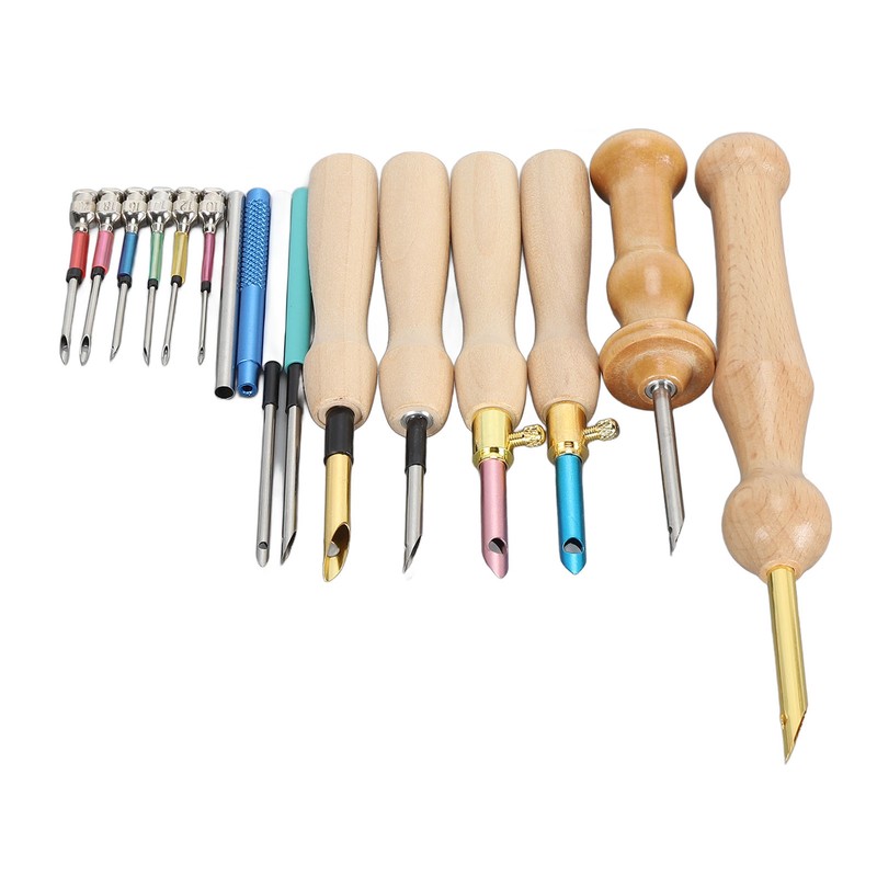 Punch Needle Set Wooden Handle Stainless Steel Ergonomic Easy Operation