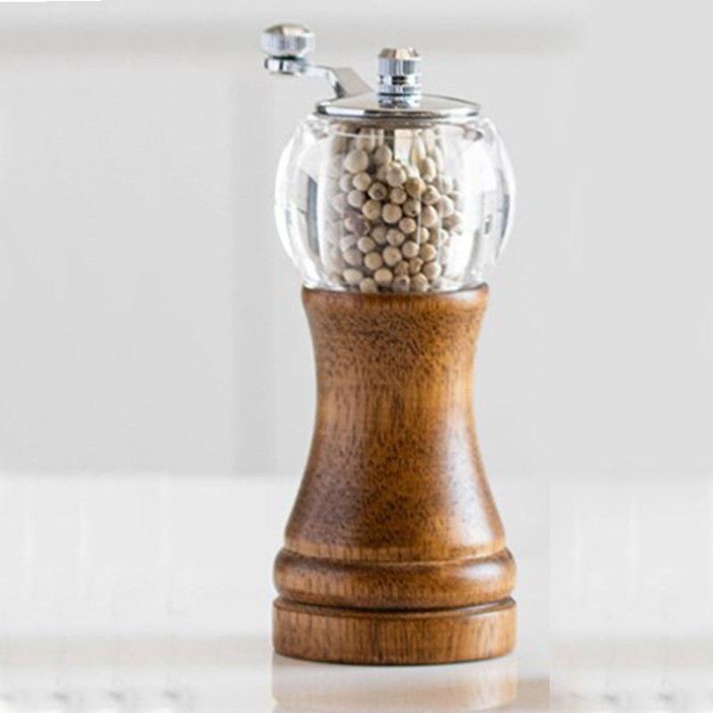Hand Spice Grinder Peper Mill Vintage Adjustable Coarseness Wood Acrylic