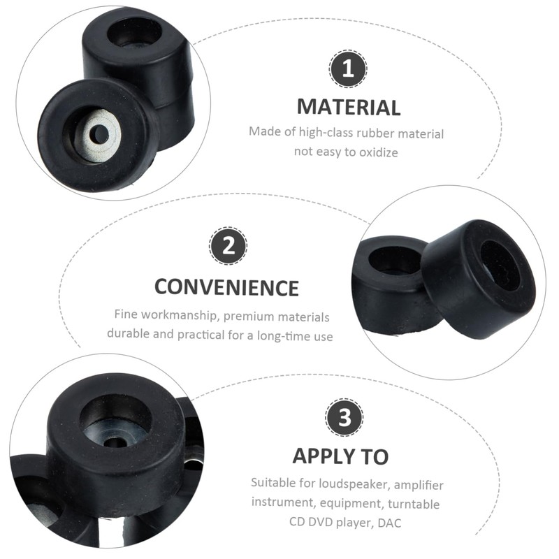 OSALADI 8pcs Rubber Speaker Spike Pads Sound Dampening Isolation Feet