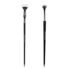 2pcs Multifunctional Folding Angle Scalloped Lash Brush For Women Girls, Compact Home Salon Comb, Separator Eyelash Brush, Angled Fan Shaped Eyelash(Fiber brush)