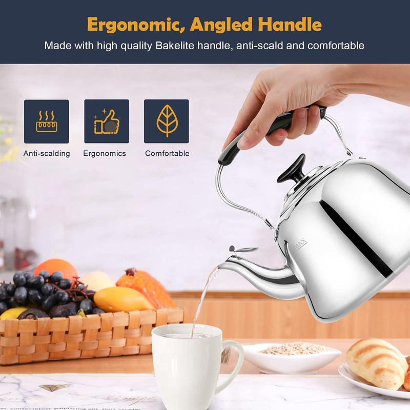 Tea Kettle Stovetop Whistling Teakettle ClassicTeapot Stainless Steel Tea Pots