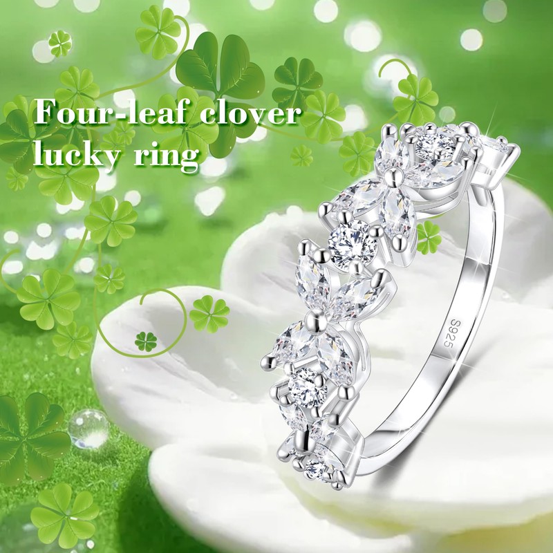 Birth Flower Ring For Women, Sterling S925 Silver April Birthstone