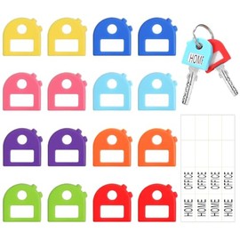 Tressora Key Labels Stretchy All-in-One Key Covers, Key Identifier, Pack of 16, Fits Most Keys
