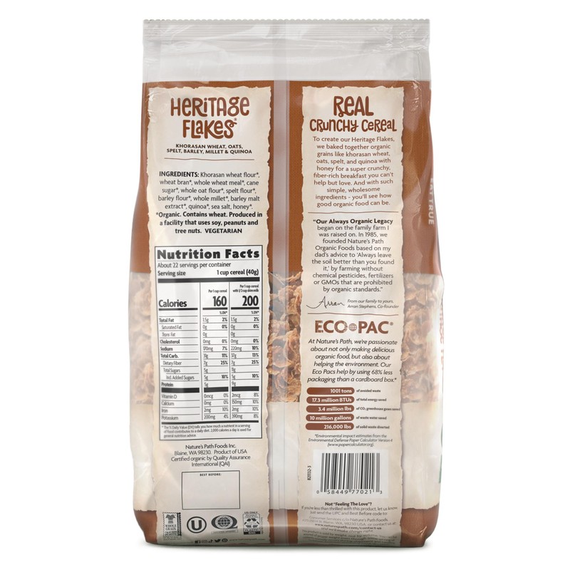 Nature's Path Organic Heritage Flakes® Cereal, 32 oz (Pack of