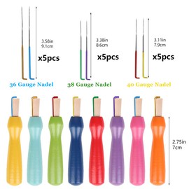 Wool Felt Needles Set, Felting Set for Beginners, 3 Sizes Felting Needles, Felting Wool Needles with Colourful Wooden Handle, Finger Tip for Needle Felting, Fairy Tale Wool, Dry Felting