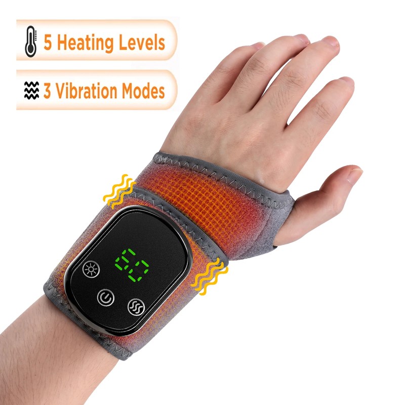 Rechargeable Heated Ankle & Wrist Wrap with Vibration Massage –