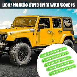 MACHSWON 5pcs Bright Green Door Handle Cover for Jeep Wrangler 4 Door 2007-2018 Insert Decorative Strip Trim with Push Button Cap