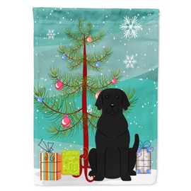 Caroline's Treasures BB4182CHF Merry Christmas Tree Black Labrador House Flag Large Porch Sleeve Pole Decorative Outside Yard Banner Artwork Wall Hanging, Polyester, House Size, Multicolor