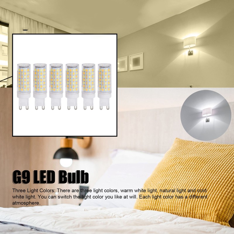 6pcs 90LED G9 Light Bulb 9W 220V Dimmable Soft Warm