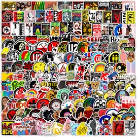 200 Piece Rock & Roll Sticker Set, Waterproof Lock, Suitable for Suitcases, Motorcycles, Helmets, etc