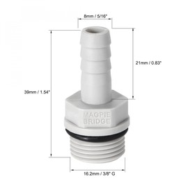sourcing map PVC Barb Hose Fitting Connector Adapter 8mm or 5/16" Barbed x 3/8" G Male Pipe 2pcs